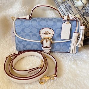 Kleo Top Handle In Light Denim Chalk